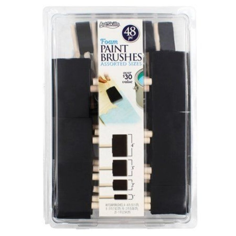 ArtSkills Craft Foam Paint Brush Set  4 Sizes-  48 Pieces-NEW